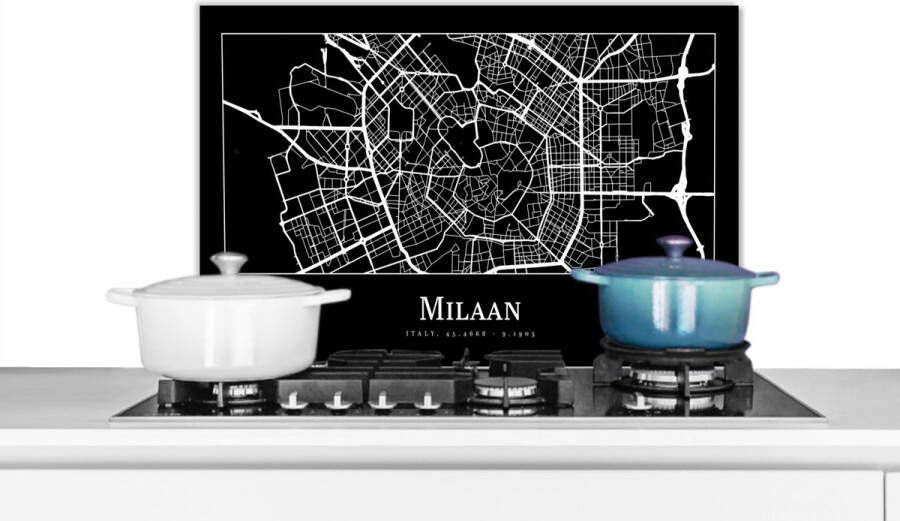 KitchenYeah Spatscherm keuken 60x40 cm Kookplaat achterwand Milaan Plattegrond Kaart Stadskaart Muurbeschermer Spatwand fornuis Hoogwaardig aluminium