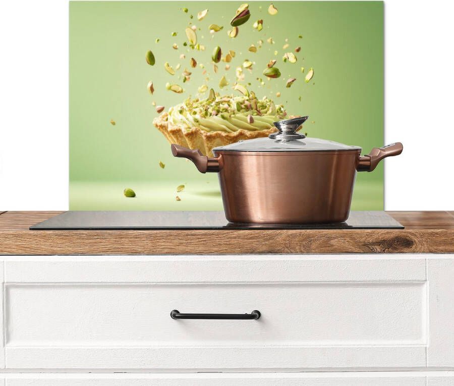KitchenYeah Spatscherm keuken 60x40 cm Kookplaat achterwand Pistache Taart Noten Eten Muurbeschermer Spatwand fornuis Hoogwaardig aluminium