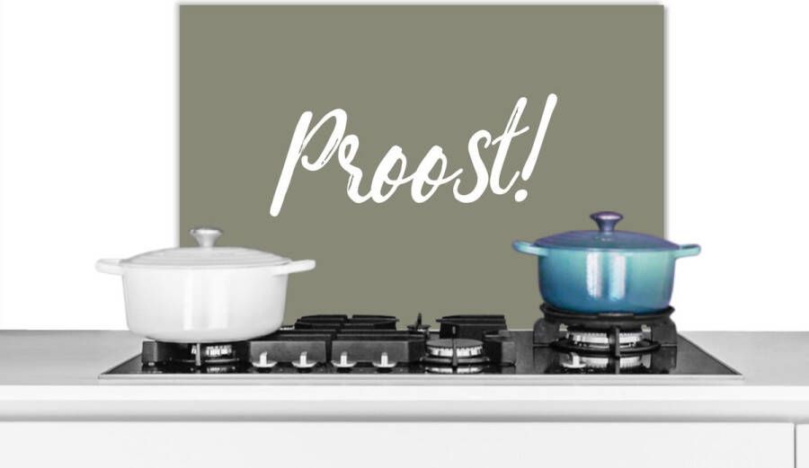 KitchenYeah Spatscherm keuken 60x40 cm Kookplaat achterwand Proost! Quotes Spreuken Drinken Muurbeschermer Spatwand fornuis Hoogwaardig aluminium