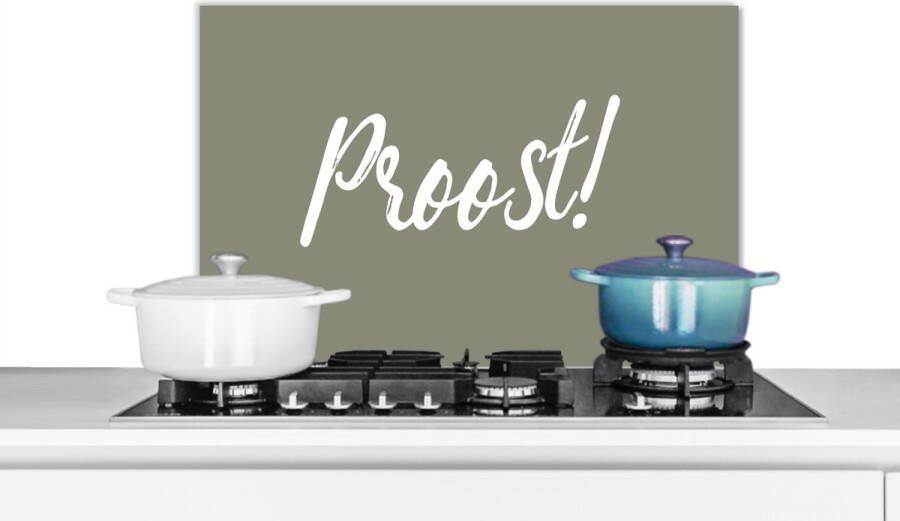 KitchenYeah Spatscherm keuken 60x40 cm Kookplaat achterwand Proost! Quotes Spreuken Drinken Muurbeschermer Spatwand fornuis Hoogwaardig aluminium