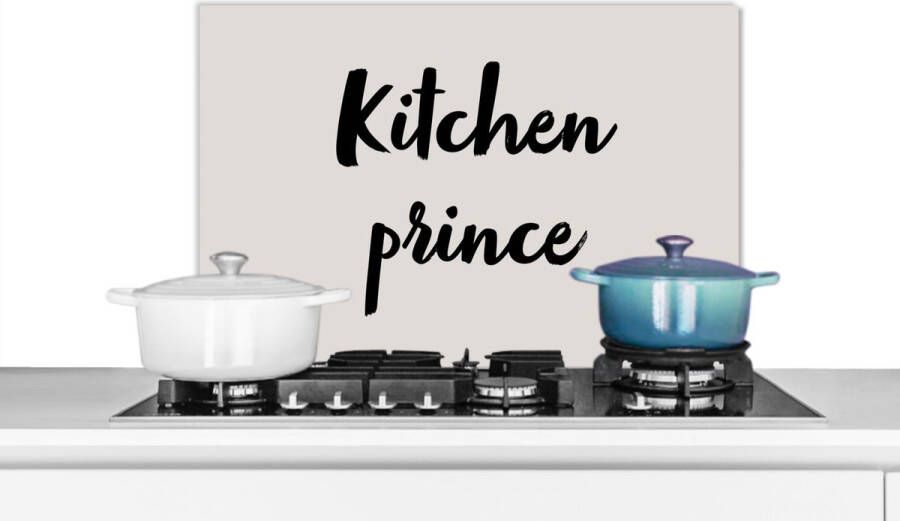 KitchenYeah Spatscherm keuken 60x40 cm Kookplaat achterwand Quotes Chef Spreuken Kitchen prince Koken Muurbeschermer Spatwand fornuis Hoogwaardig aluminium