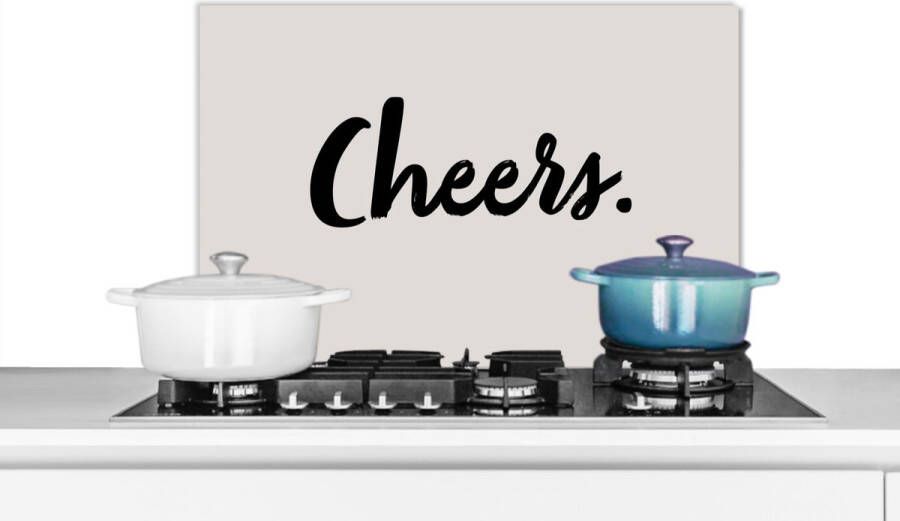 KitchenYeah Spatscherm keuken 60x40 cm Kookplaat achterwand Quotes Drinken Cheers Spreuken Muurbeschermer Spatwand fornuis Hoogwaardig aluminium