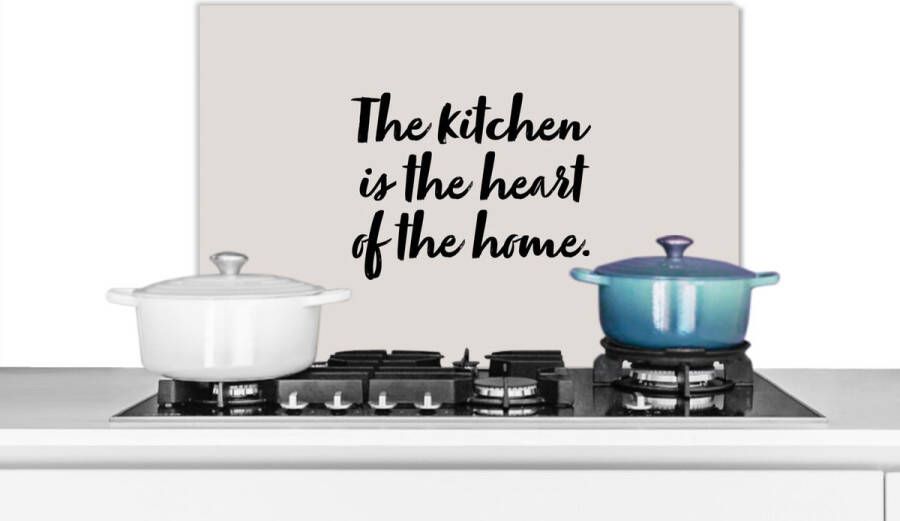 KitchenYeah Spatscherm keuken 60x40 cm Kookplaat achterwand Quotes Koken Spreuken The kitchen is the heart of the home Thuis Muurbeschermer Spatwand fornuis Hoogwaardig aluminium