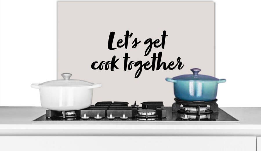 KitchenYeah Spatscherm keuken 60x40 cm Kookplaat achterwand Quotes Let's get cook together Spreuken Koken Koppel Muurbeschermer Spatwand fornuis Hoogwaardig aluminium