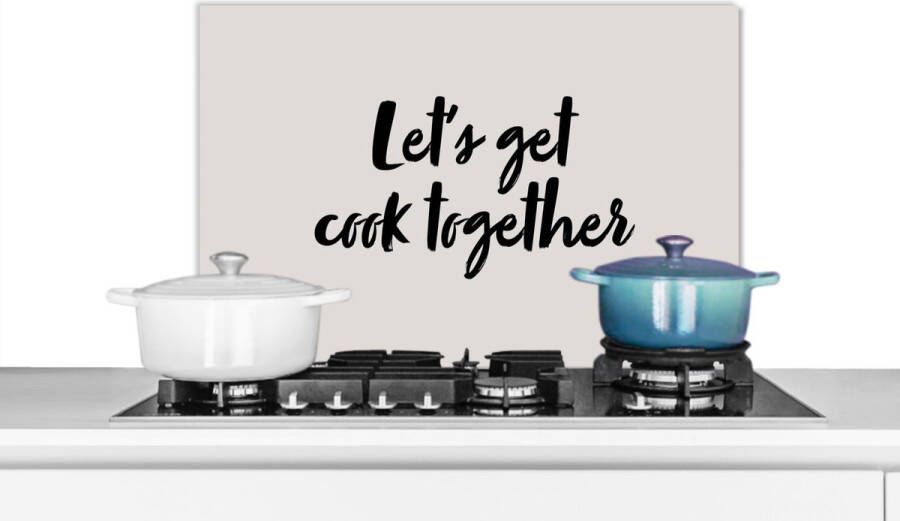 KitchenYeah Spatscherm keuken 60x40 cm Kookplaat achterwand Quotes Let's get cook together Spreuken Koken Koppel Muurbeschermer Spatwand fornuis Hoogwaardig aluminium