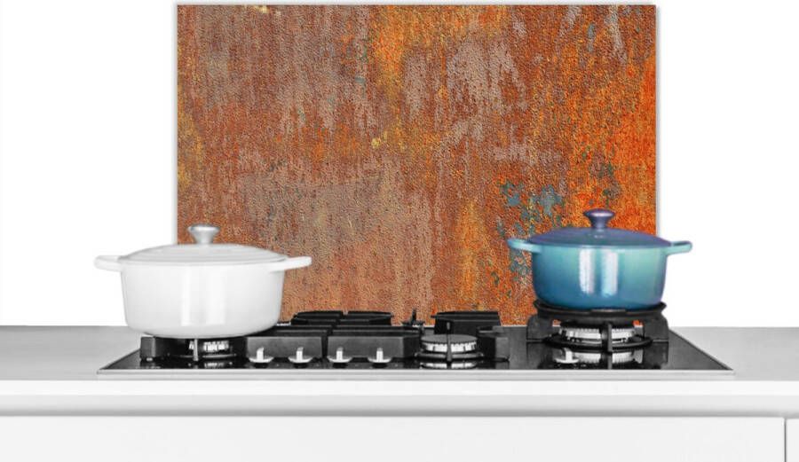 KitchenYeah Spatscherm keuken 60x40 cm Kookplaat achterwand Roest IJzer Industrieel Oud Muurbeschermer Spatwand fornuis Hoogwaardig aluminium