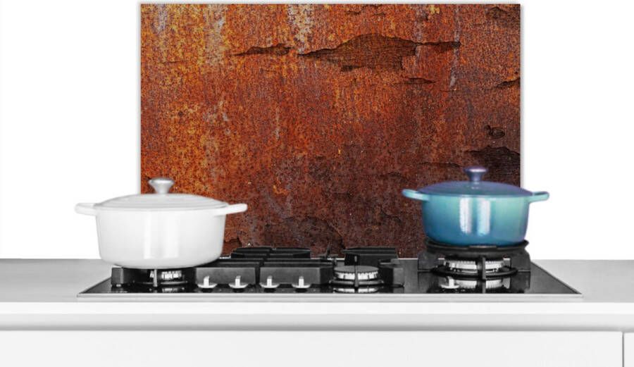 KitchenYeah Spatscherm keuken 60x40 cm Kookplaat achterwand Roest Vintage Staal Muurbeschermer Spatwand fornuis Hoogwaardig aluminium
