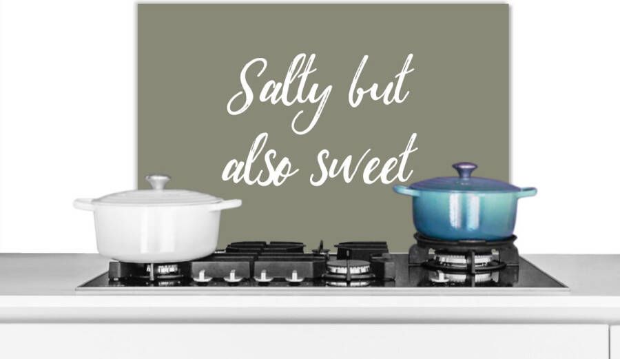 KitchenYeah Spatscherm keuken 60x40 cm Kookplaat achterwand Salty but also sweet Spreuken Quotes Kruiden Muurbeschermer Spatwand fornuis Hoogwaardig aluminium