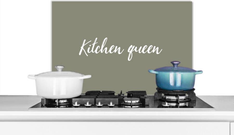 KitchenYeah Spatscherm keuken 60x40 cm Kookplaat achterwand Spreuken Vrouwen Kitchen queen Quotes Muurbeschermer Spatwand fornuis Hoogwaardig aluminium