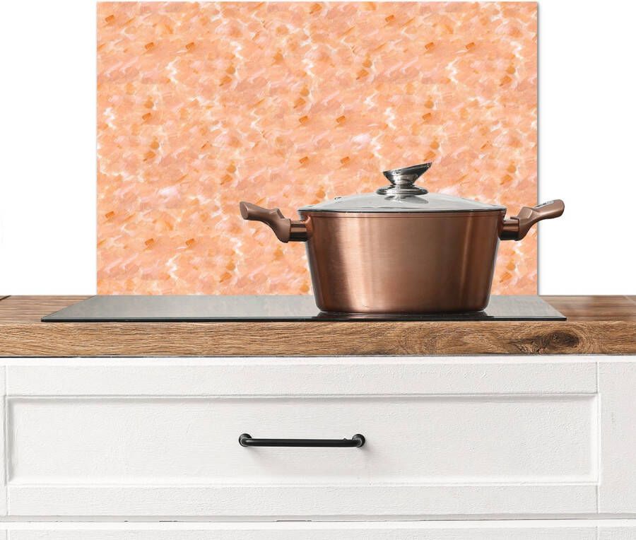 KitchenYeah Spatscherm keuken 60x40 cm Kookplaat achterwand Vloeiend Olie Verf Texturen Oranje Muurbeschermer Spatwand fornuis Hoogwaardig aluminium