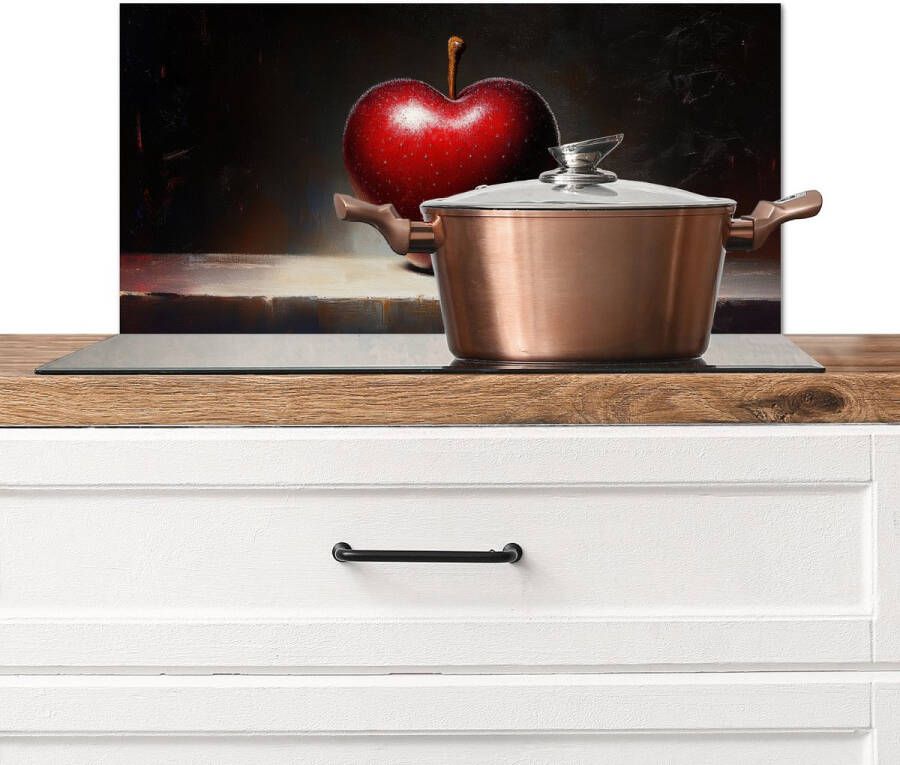 KitchenYeah Spatscherm keuken 70x30 cm Kookplaat achterwand Apple Hart Rood Muurbeschermer Spatwand fornuis Hoogwaardig aluminium