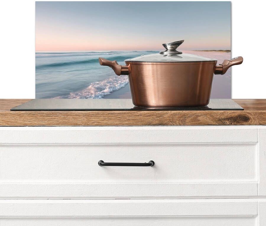 KitchenYeah Spatscherm keuken 70x30 cm Kookplaat achterwand Kustlijn Pastel water Muurbeschermer Spatwand fornuis Hoogwaardig aluminium