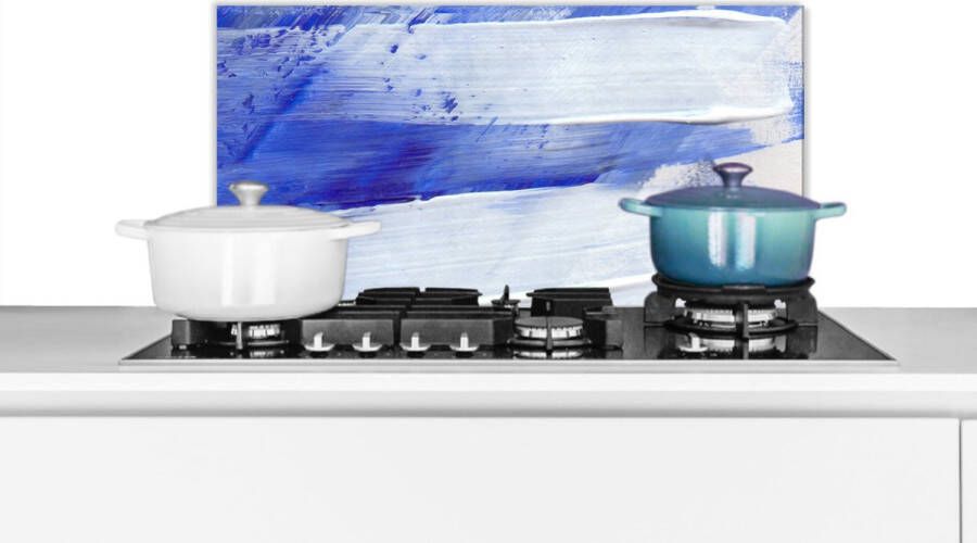 KitchenYeah Spatscherm keuken 70x30 cm Kookplaat achterwand Verf Design Blauw Muurbeschermer Spatwand fornuis Hoogwaardig aluminium