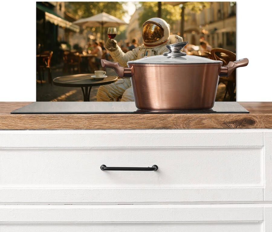 KitchenYeah Spatscherm keuken 70x30 cm Kookplaat achterwand Wijn Rood Terras Koffie Muurbeschermer Spatwand fornuis Hoogwaardig aluminium