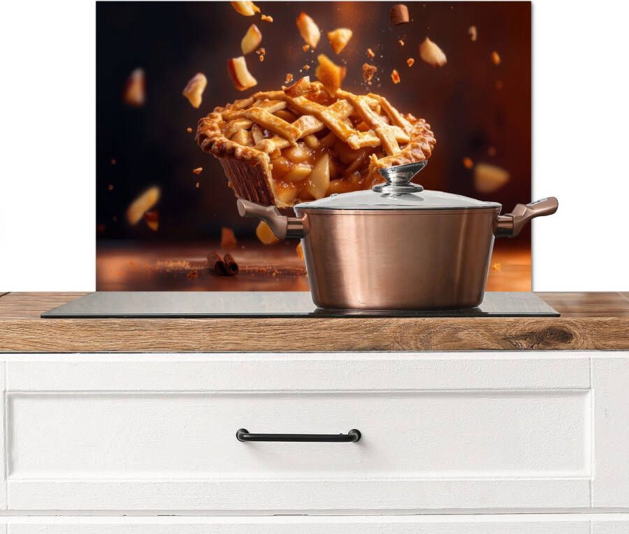 KitchenYeah Spatscherm keuken 70x50 cm Kookplaat achterwand Appel Taart Warm Eten Muurbeschermer Spatwand fornuis Hoogwaardig aluminium