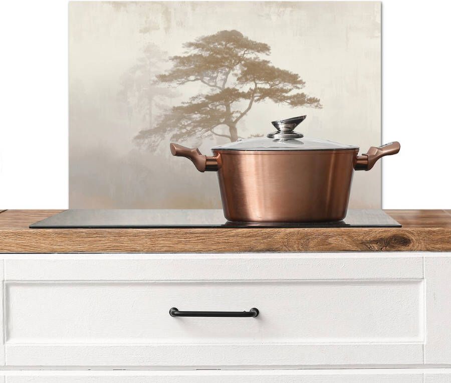 KitchenYeah Spatscherm keuken 70x50 cm Kookplaat achterwand Boom Oosterse stijl Landschap Muurbeschermer Spatwand fornuis Hoogwaardig aluminium