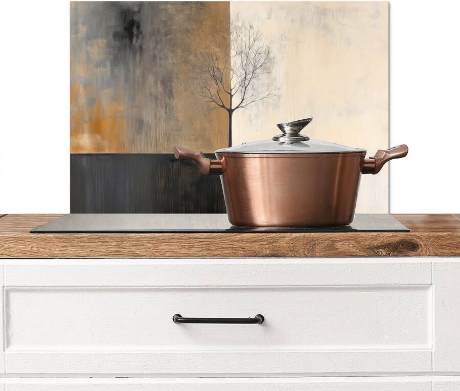 KitchenYeah Spatscherm keuken 70x50 cm Kookplaat achterwand Boom Vlakken Takken Kleurverloop Muurbeschermer Spatwand fornuis Hoogwaardig aluminium