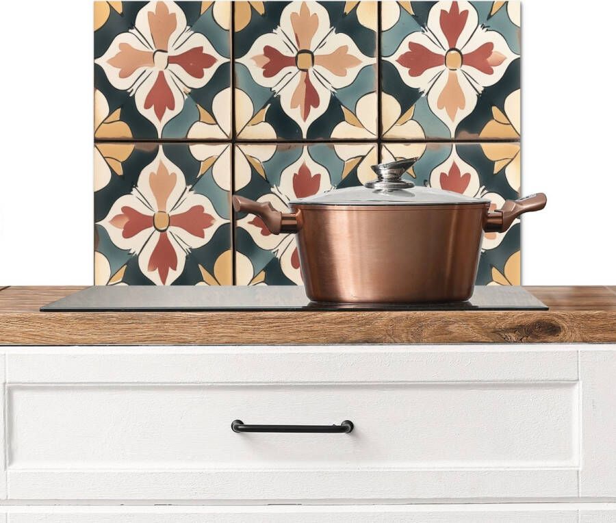 KitchenYeah Spatscherm keuken 70x50 cm Kookplaat achterwand Decoratie Tegels Spaans Vintage Muurbeschermer Spatwand fornuis Hoogwaardig aluminium