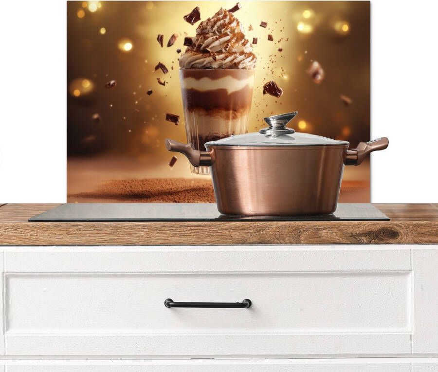 KitchenYeah Spatscherm keuken 70x50 cm Kookplaat achterwand Dessert Chocolade Zoet Eten Muurbeschermer Spatwand fornuis Hoogwaardig aluminium