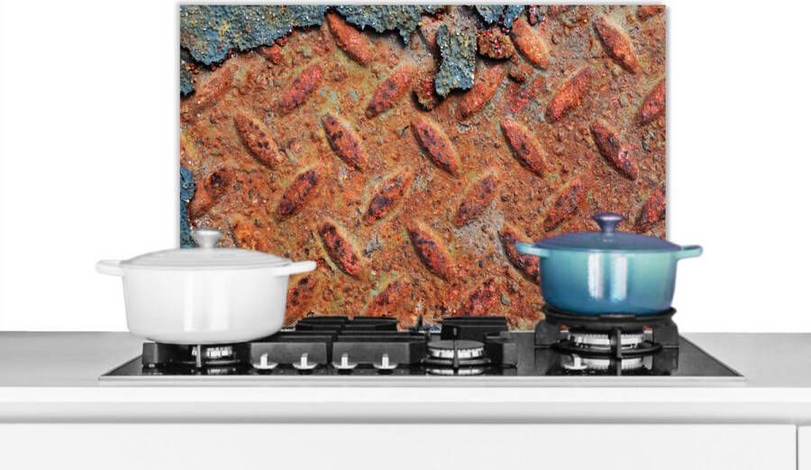 KitchenYeah Spatscherm keuken 70x50 cm Kookplaat achterwand Diamantplaat Beton print Vintage Roest print Muurbeschermer Spatwand fornuis Hoogwaardig aluminium