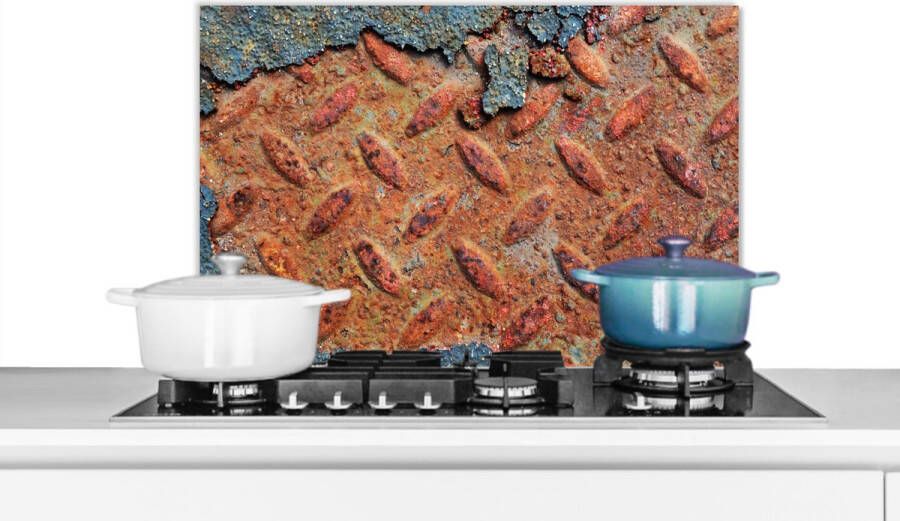 KitchenYeah Spatscherm keuken 70x50 cm Kookplaat achterwand Diamantplaat Beton print Vintage Roest print Muurbeschermer Spatwand fornuis Hoogwaardig aluminium