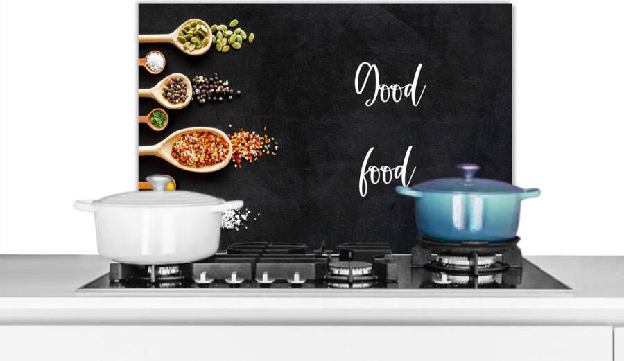 KitchenYeah Spatscherm keuken 70x50 cm Kookplaat achterwand Eten Good food Spreken Quotes Muurbeschermer Spatwand fornuis Hoogwaardig aluminium