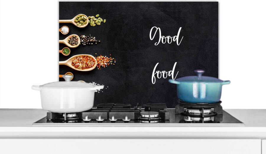 KitchenYeah Spatscherm keuken 70x50 cm Kookplaat achterwand Eten Good food Spreken Quotes Muurbeschermer Spatwand fornuis Hoogwaardig aluminium