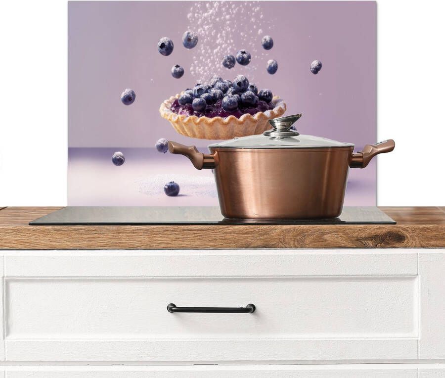 KitchenYeah Spatscherm keuken 70x50 cm Kookplaat achterwand Eten Taart Bessen Blauw Muurbeschermer Spatwand fornuis Hoogwaardig aluminium