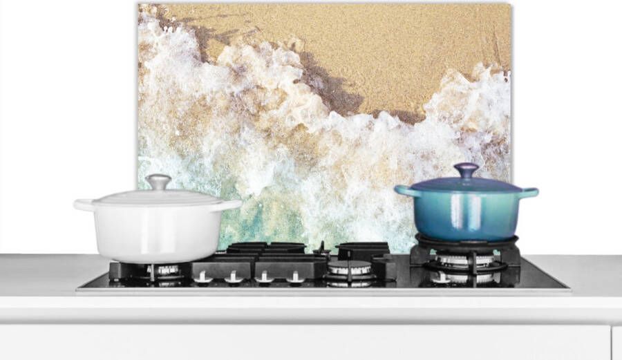 KitchenYeah Spatscherm keuken 70x50 cm Kookplaat achterwand Golf Strand Zee Water Muurbeschermer Spatwand fornuis Hoogwaardig aluminium