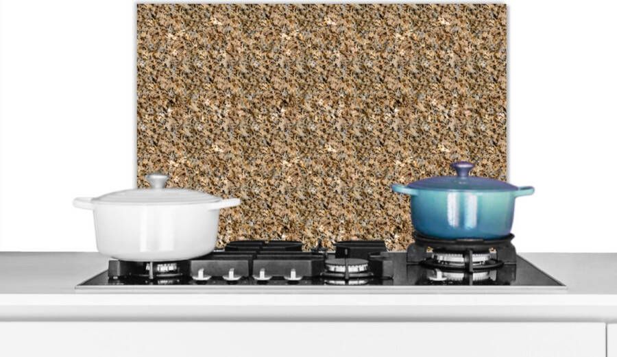 KitchenYeah Spatscherm keuken 70x50 cm Kookplaat achterwand Graniet Patroon Structuur Muurbeschermer Spatwand fornuis Hoogwaardig aluminium