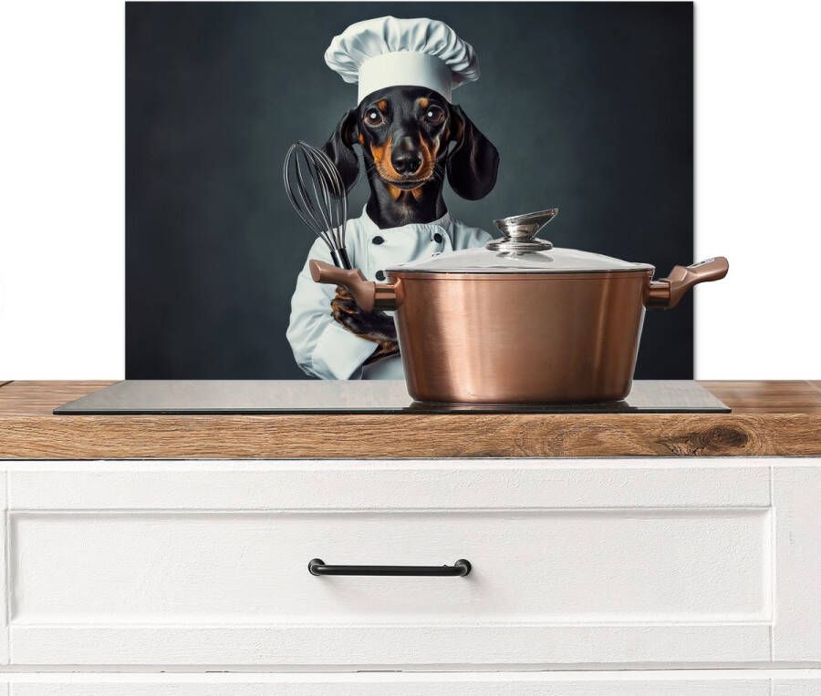 KitchenYeah Spatscherm keuken 70x50 cm Kookplaat achterwand Hond Garde Kok Muurbeschermer Spatwand fornuis Hoogwaardig aluminium