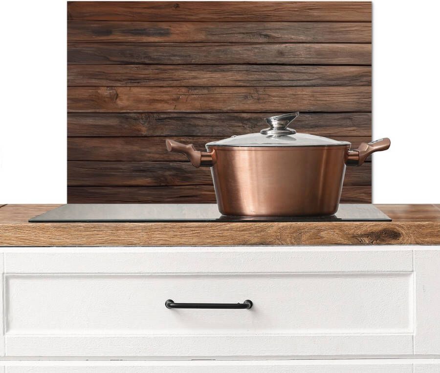KitchenYeah Spatscherm keuken 70x50 cm Kookplaat achterwand Houten plankpatroon Warmte Natuurlijk Muurbeschermer Spatwand fornuis Hoogwaardig aluminium