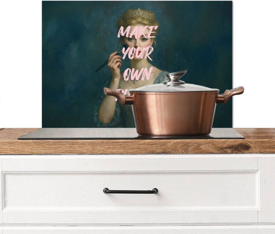 KitchenYeah Spatscherm keuken 70x50 cm Kookplaat achterwand Klassiek Sierlijk Roze Muurbeschermer Spatwand fornuis Hoogwaardig aluminium