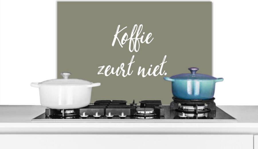 KitchenYeah Spatscherm keuken 70x50 cm Kookplaat achterwand Koffie Humor Spreuken Koffie zeurt niet Quotes Muurbeschermer Spatwand fornuis Hoogwaardig aluminium