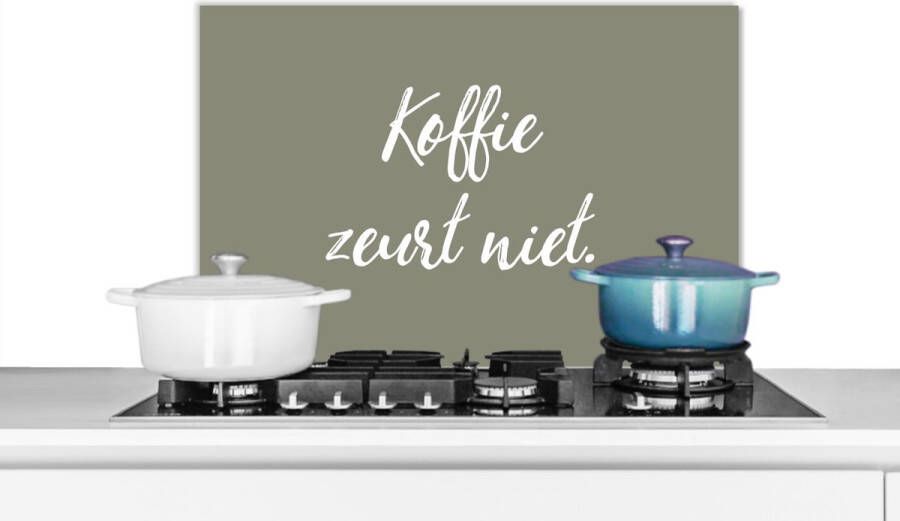 KitchenYeah Spatscherm keuken 70x50 cm Kookplaat achterwand Koffie Humor Spreuken Koffie zeurt niet Quotes Muurbeschermer Spatwand fornuis Hoogwaardig aluminium