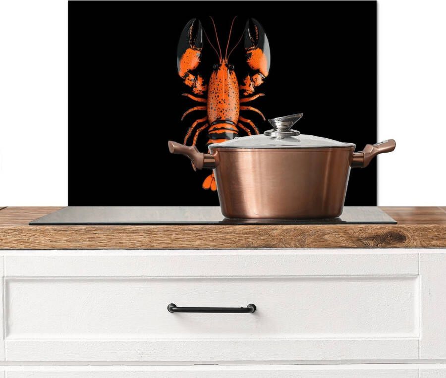 KitchenYeah Spatscherm keuken 70x50 cm Kookplaat achterwand Kreeft Oranje Zwart Modern Muurbeschermer Spatwand fornuis Hoogwaardig aluminium