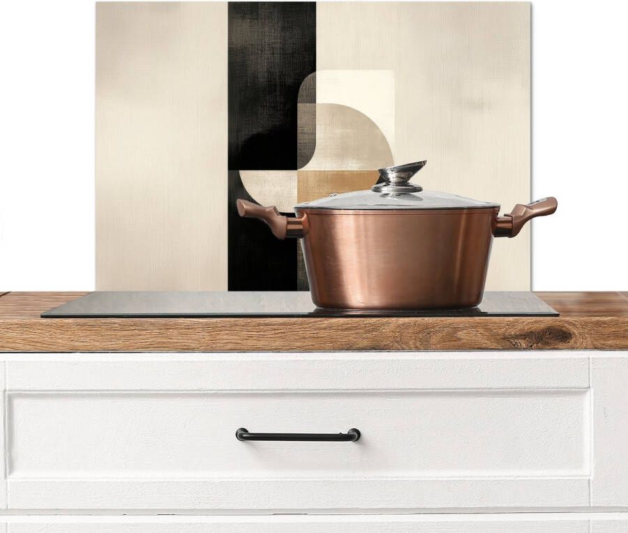 KitchenYeah Spatscherm keuken 70x50 cm Kookplaat achterwand Modern Vierkant Vormen Muurbeschermer Spatwand fornuis Hoogwaardig aluminium