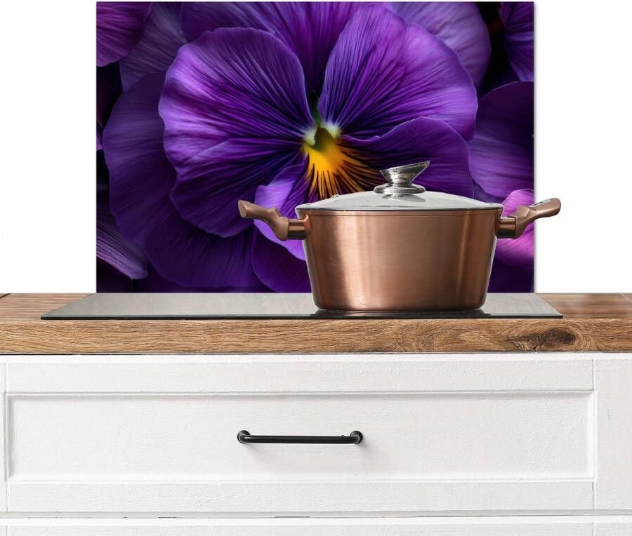 KitchenYeah Spatscherm keuken 70x50 cm Kookplaat achterwand Paars Viool Diepte Muurbeschermer Spatwand fornuis Hoogwaardig aluminium