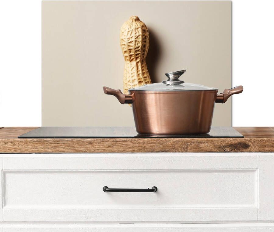 KitchenYeah Spatscherm keuken 70x50 cm Kookplaat achterwand Pinda Ruw Beige Muurbeschermer Spatwand fornuis Hoogwaardig aluminium