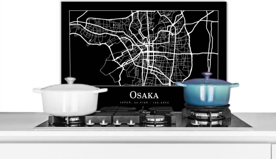 KitchenYeah Spatscherm keuken 70x50 cm Kookplaat achterwand Plattegrond Kaart Osaka Stadskaart Muurbeschermer Spatwand fornuis Hoogwaardig aluminium