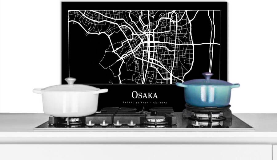 KitchenYeah Spatscherm keuken 70x50 cm Kookplaat achterwand Plattegrond Kaart Osaka Stadskaart Muurbeschermer Spatwand fornuis Hoogwaardig aluminium