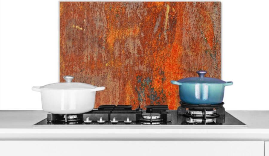 KitchenYeah Spatscherm keuken 70x50 cm Kookplaat achterwand Roest Industrieel Staal Muurbeschermer Spatwand fornuis Hoogwaardig aluminium