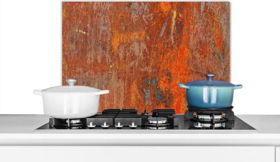 KitchenYeah Spatscherm keuken 70x50 cm Kookplaat achterwand Roest Industrieel Staal Muurbeschermer Spatwand fornuis Hoogwaardig aluminium