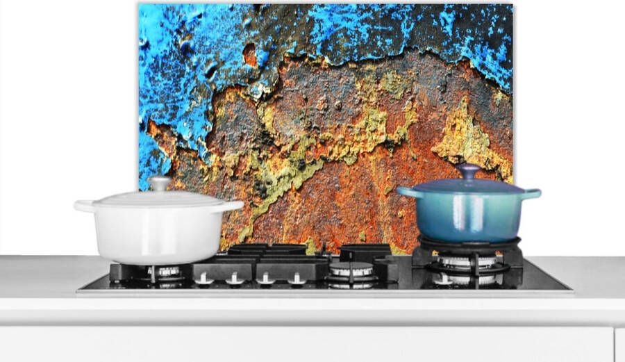 KitchenYeah Spatscherm keuken 70x50 cm Kookplaat achterwand Roest Metaal IJzer Industrieel Muurbeschermer Spatwand fornuis Hoogwaardig aluminium