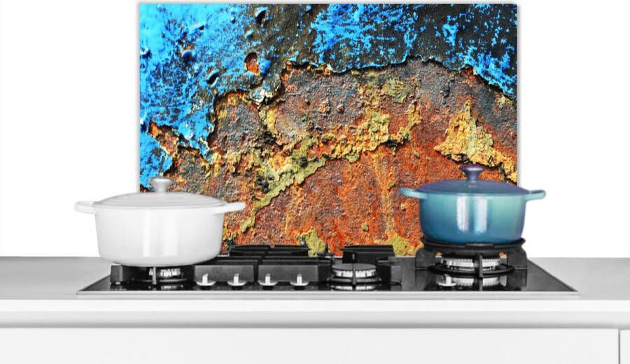 KitchenYeah Spatscherm keuken 70x50 cm Kookplaat achterwand Roest Metaal IJzer Industrieel Muurbeschermer Spatwand fornuis Hoogwaardig aluminium