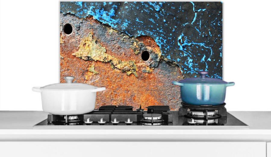 KitchenYeah Spatscherm keuken 70x50 cm Kookplaat achterwand Roest Retro Metaal Muurbeschermer Spatwand fornuis Hoogwaardig aluminium