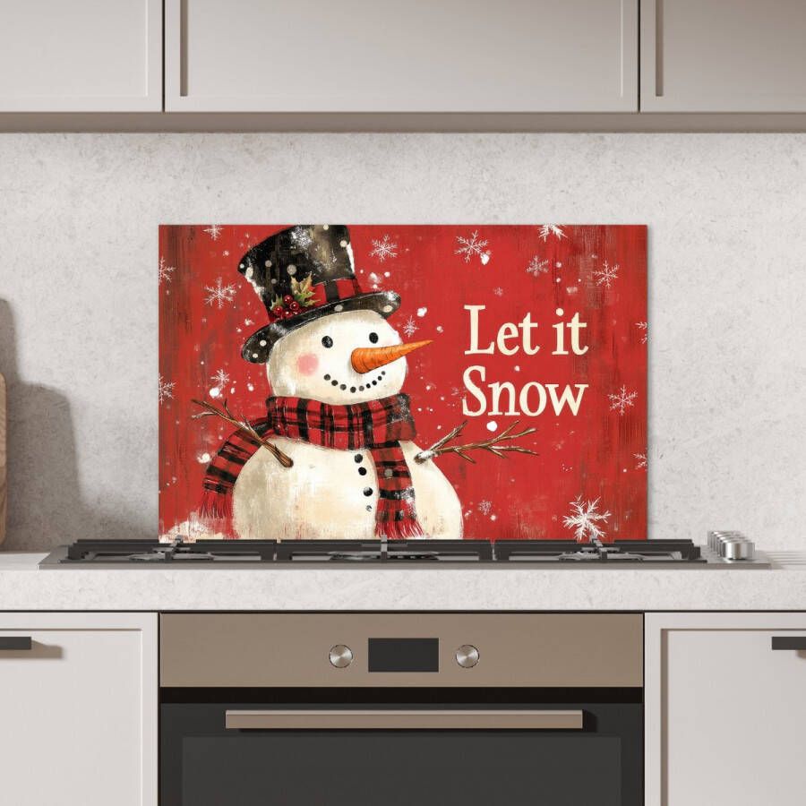 KitchenYeah Spatscherm keuken 70x50 cm Kookplaat achterwand Sneeuwpret Winter Sneeuwpop Muurbeschermer Spatwand fornuis Hoogwaardig aluminium