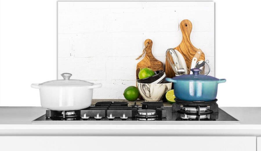 KitchenYeah Spatscherm keuken 70x50 cm Kookplaat achterwand Snijplank Keukengerei Bestek Muurbeschermer Spatwand fornuis Hoogwaardig aluminium