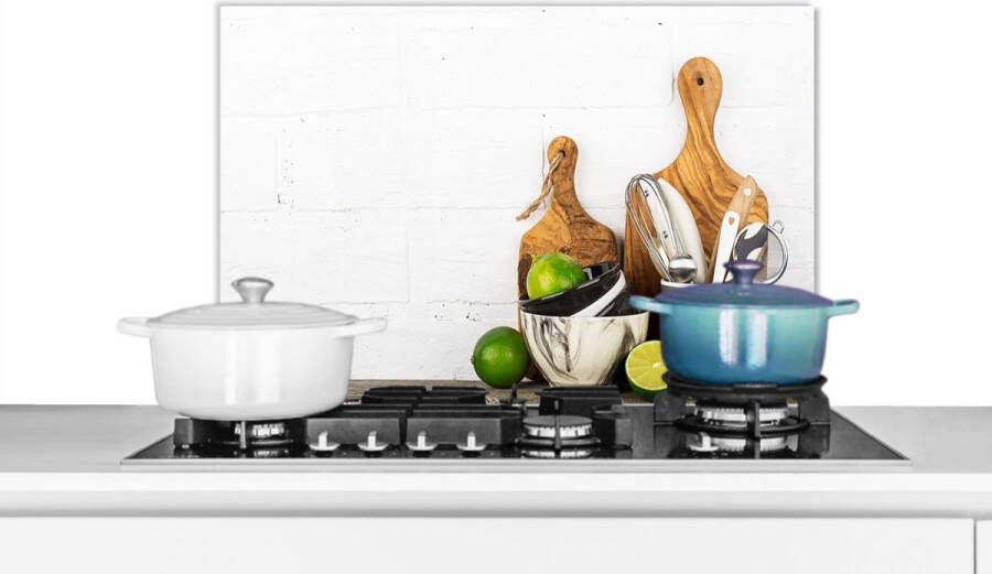 KitchenYeah Spatscherm keuken 70x50 cm Kookplaat achterwand Snijplank Keukengerei Bestek Muurbeschermer Spatwand fornuis Hoogwaardig aluminium