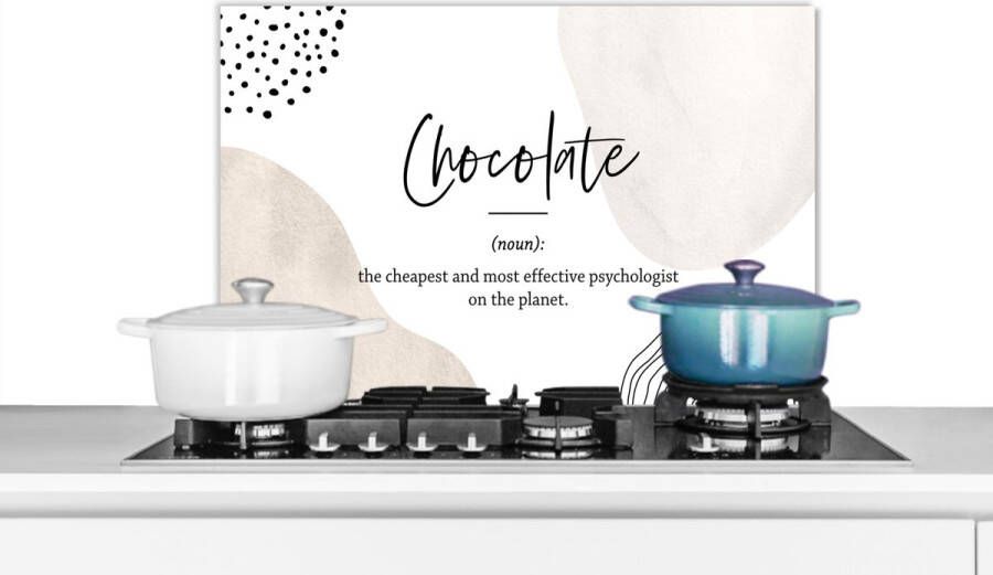 KitchenYeah Spatscherm keuken 70x50 cm Kookplaat achterwand Spreuken Chocolate Quotes Woordenboek Chocolade definitie Muurbeschermer Spatwand fornuis Hoogwaardig aluminium
